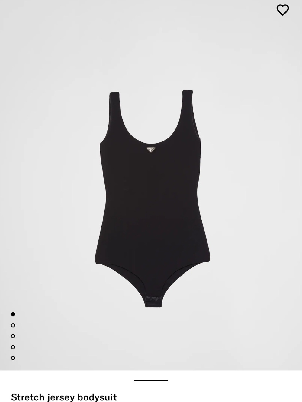 Prada Black Scoop-Neck Stretch Jersey Bodysuit with Triangle Emblem